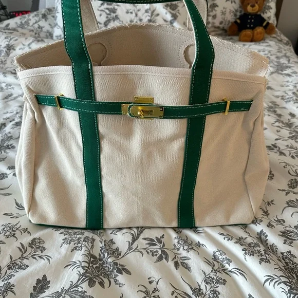 Boat Kin Canvas Bag New Tape Still On Feet Green Straps - Picture 2 of 9